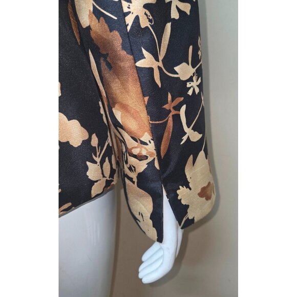 Le Suit Floral Black Brown Blazer Jacket Fully Lined Women Size 18 W - Picture 6 of 7